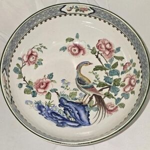 Porcelain Bowl Stoke-on-Trent-England Rockery & Pheasant Corona Ware Home Decor
